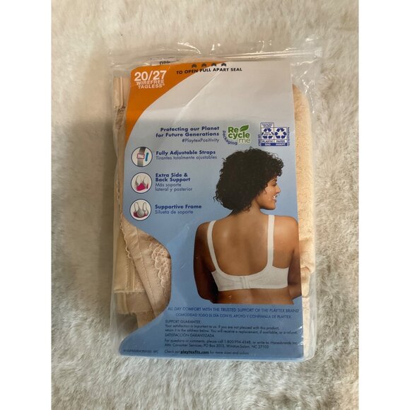 Playtex 18 Hour Sensational Support Wireless Bra 20/27 Beige 48 D - Picture 6 of 7